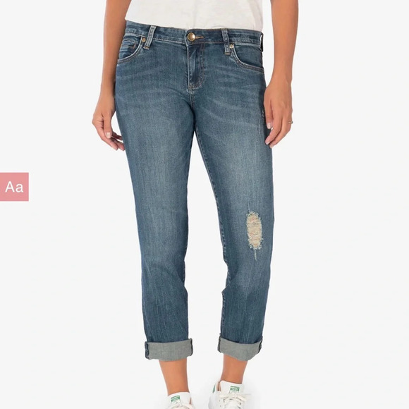 Kut From The Kloth Catherine Medium Wash Distressed Boyfriend Jeans 6 Women’s - Picture 1 of 14